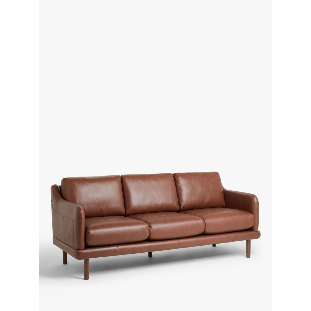 House by John Lewis Sweep Large 3 Seater Leather Sofa, Dark Leg, Contempo Castanga – image 1
