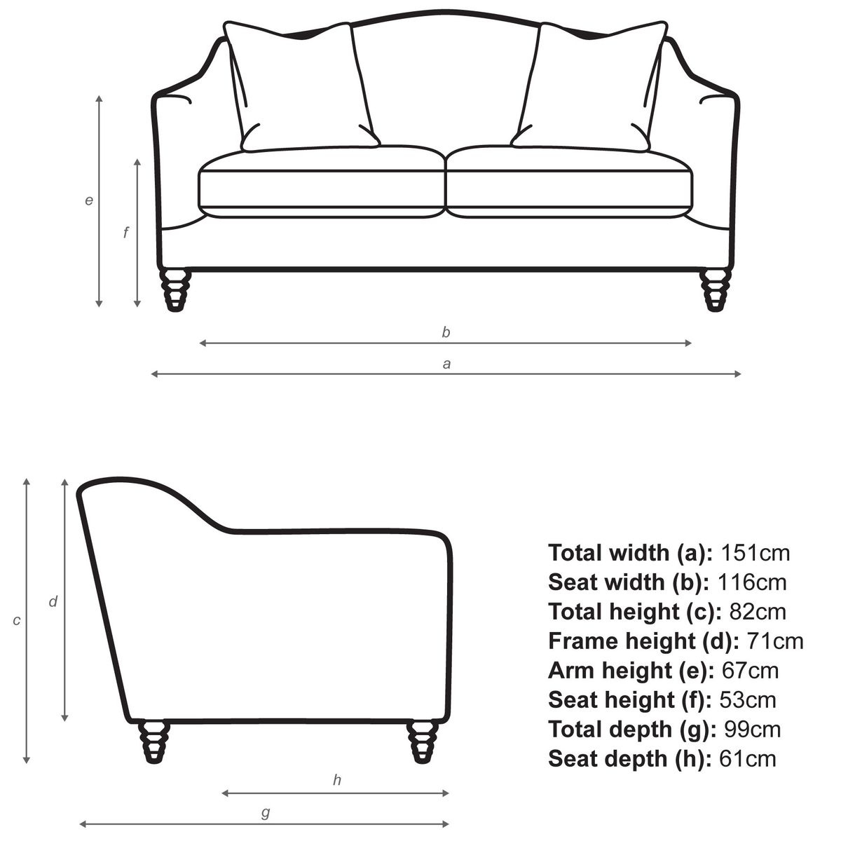 Croft Collection Melrose Fixed Cover Small 2 Seater Sofa – image 4