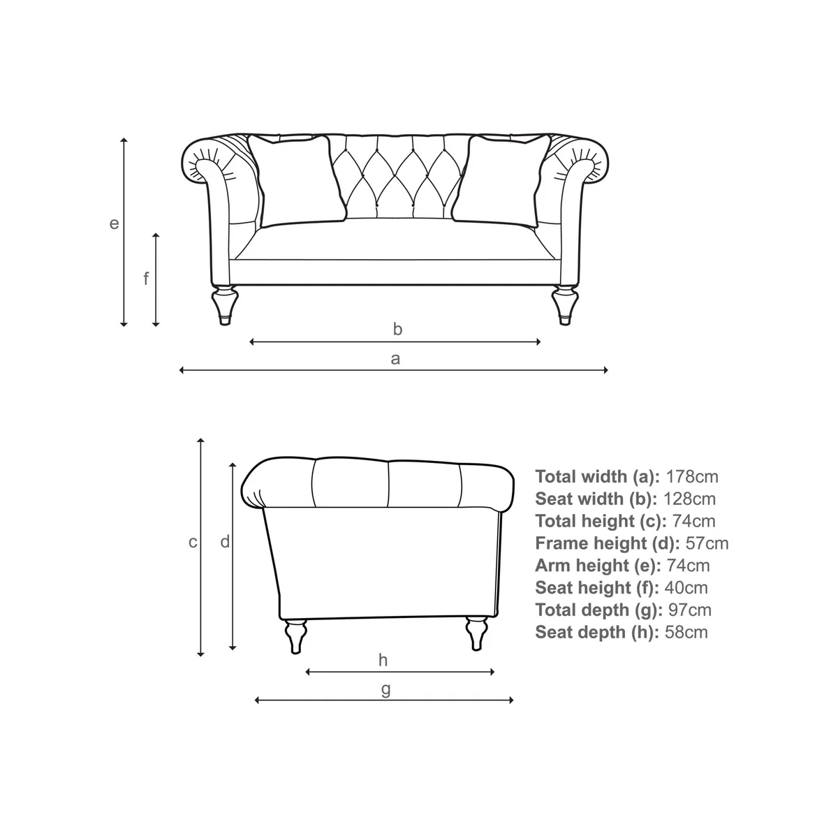 Tetrad Gleneagles Chesterfield Medium 2 Seater Sofa – image 2