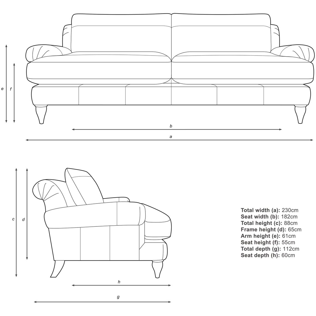 Croft Collection Findon Grand 4 Seater Leather Sofa, Dark Leg – image 3