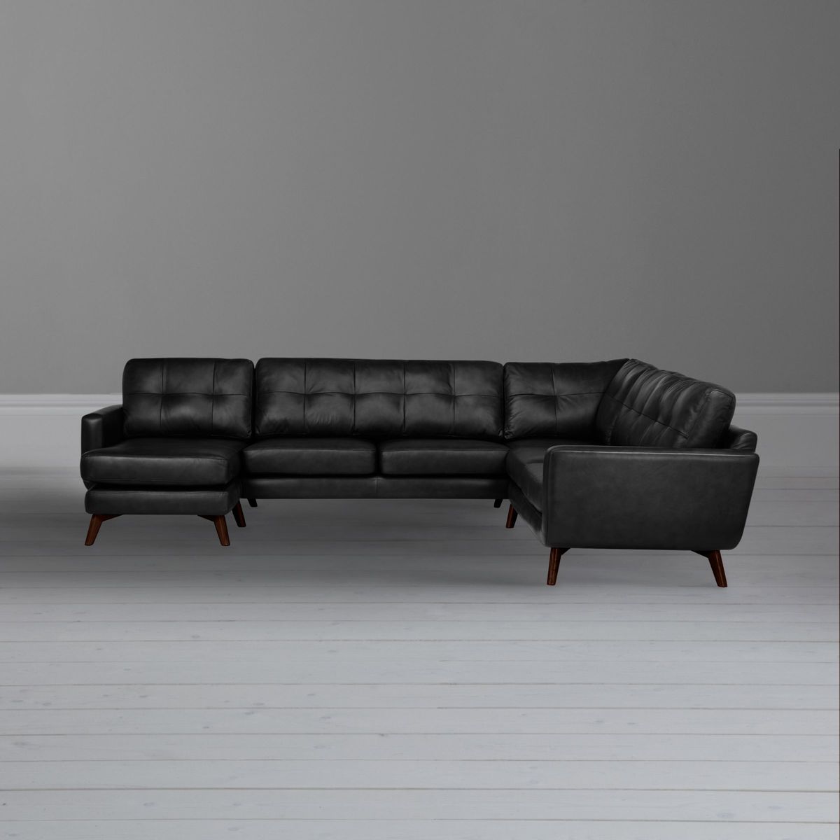 John Lewis & Partners Barbican Leather LHF Grand Corner Chaise End Sofa, Dark Leg – image 8