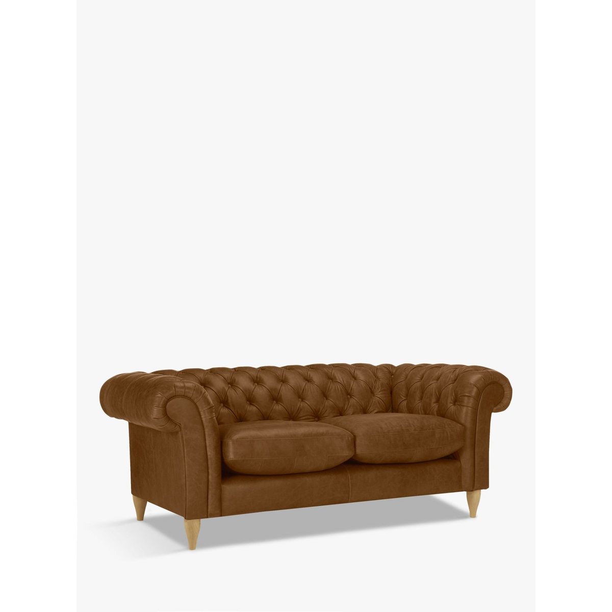 John Lewis & Partners Cromwell Small 2 Seater Leather Sofa, Light Leg, Demetra Light Tan – image 1