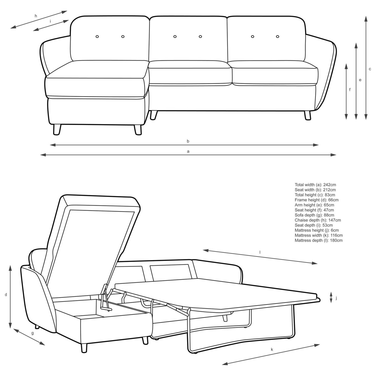 House by John Lewis Arlo LHF Chaise with Storage Sofa Bed, Light Leg – image 4