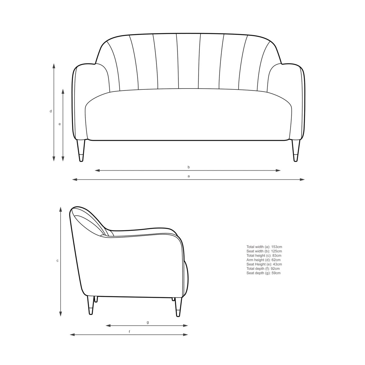 John Lewis & Partners Meghan Fluted Back Petite Sofa, Dark Leg, Harriet Smoke – image 3