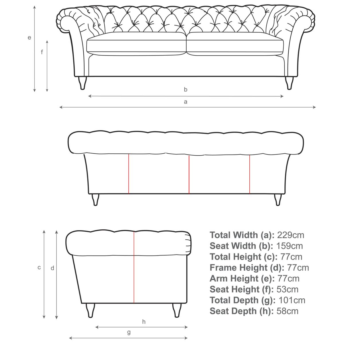 John Lewis & Partners Cromwell Chesterfield Leather Grand 4 Seater Sofa, Dark Leg – image 3