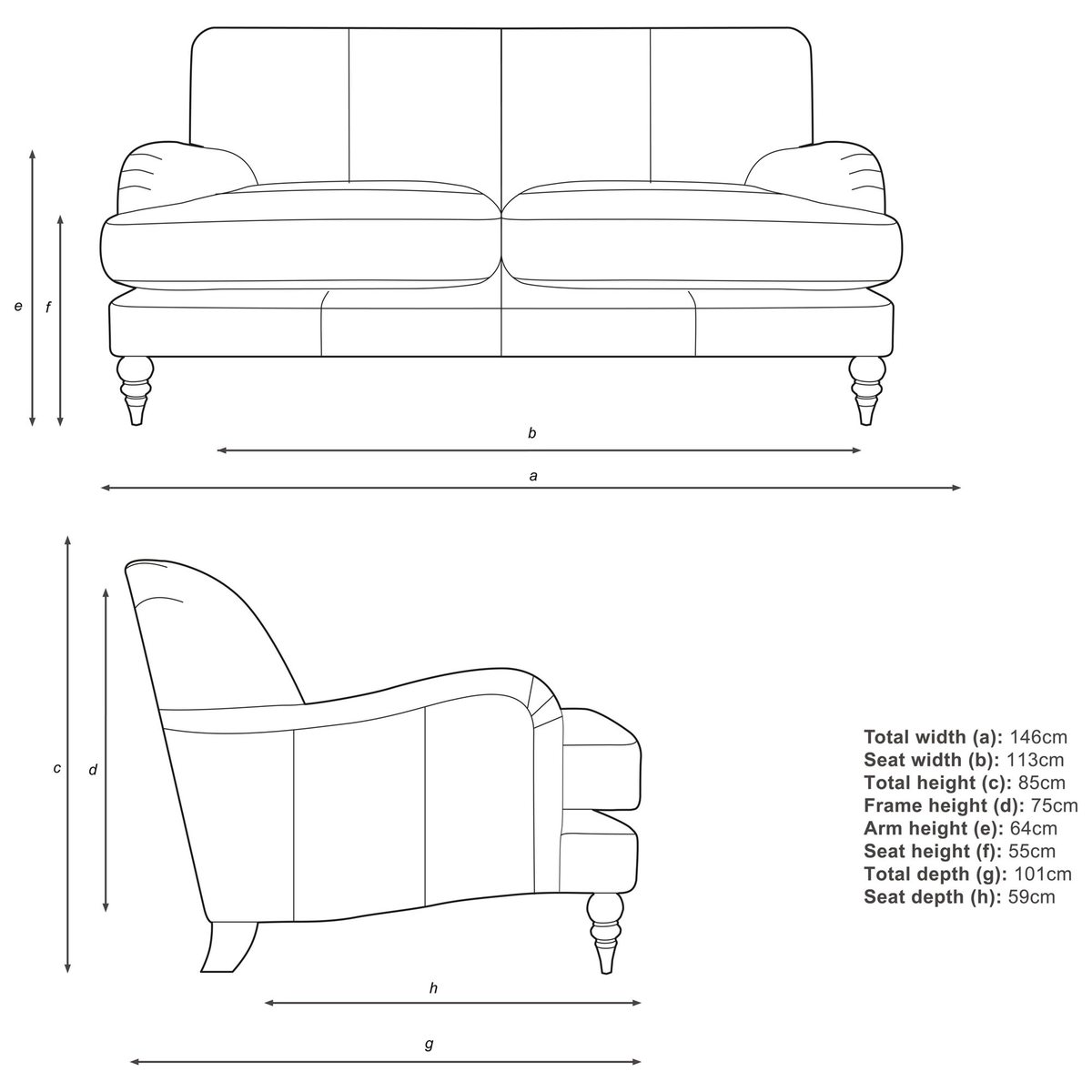 John Lewis & Partners Harrogate High Back Small 2 Seater Leather Sofa, Dark Leg – image 3