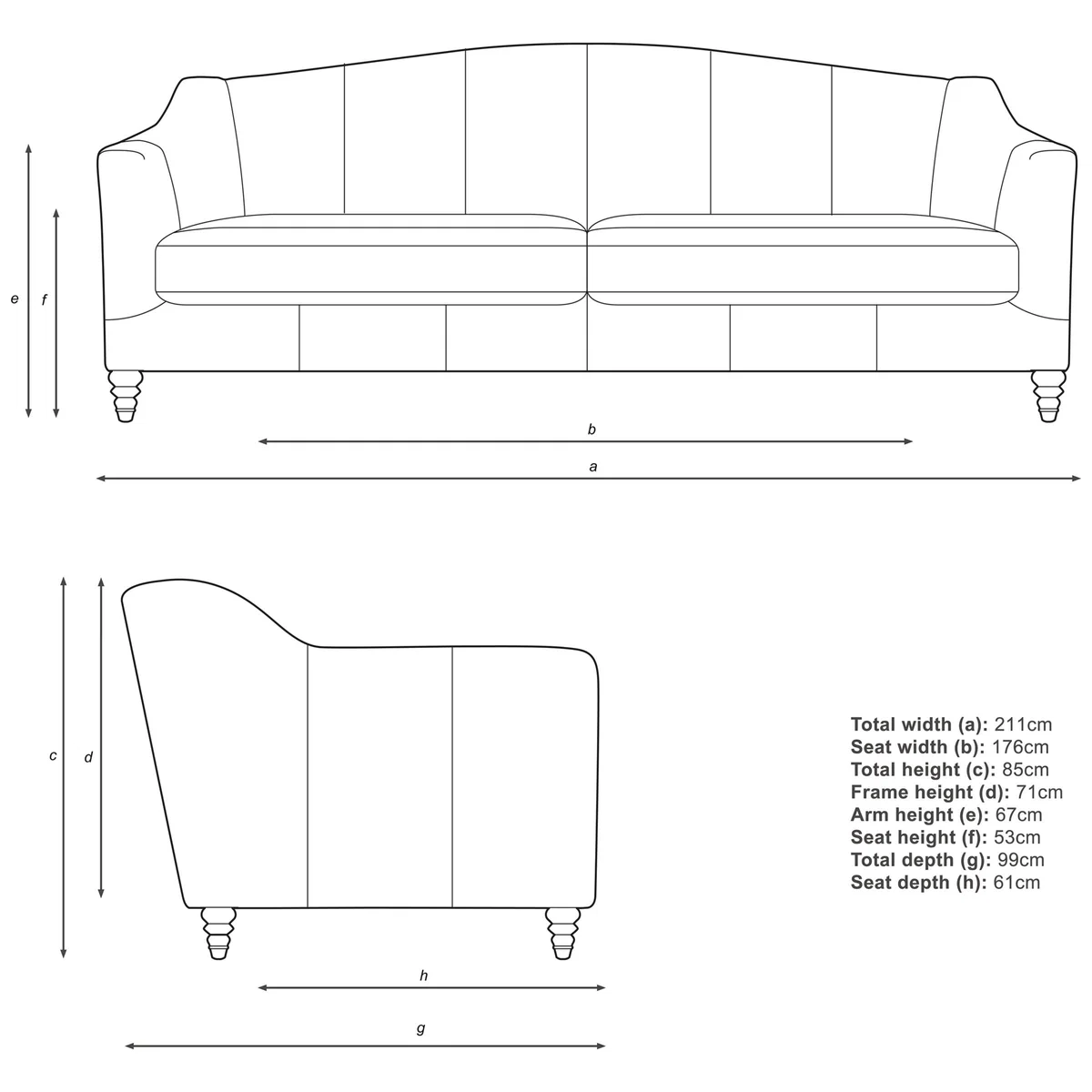 Croft Collection Melrose Grand 4 Seater Leather Sofa, Dark Leg – image 3