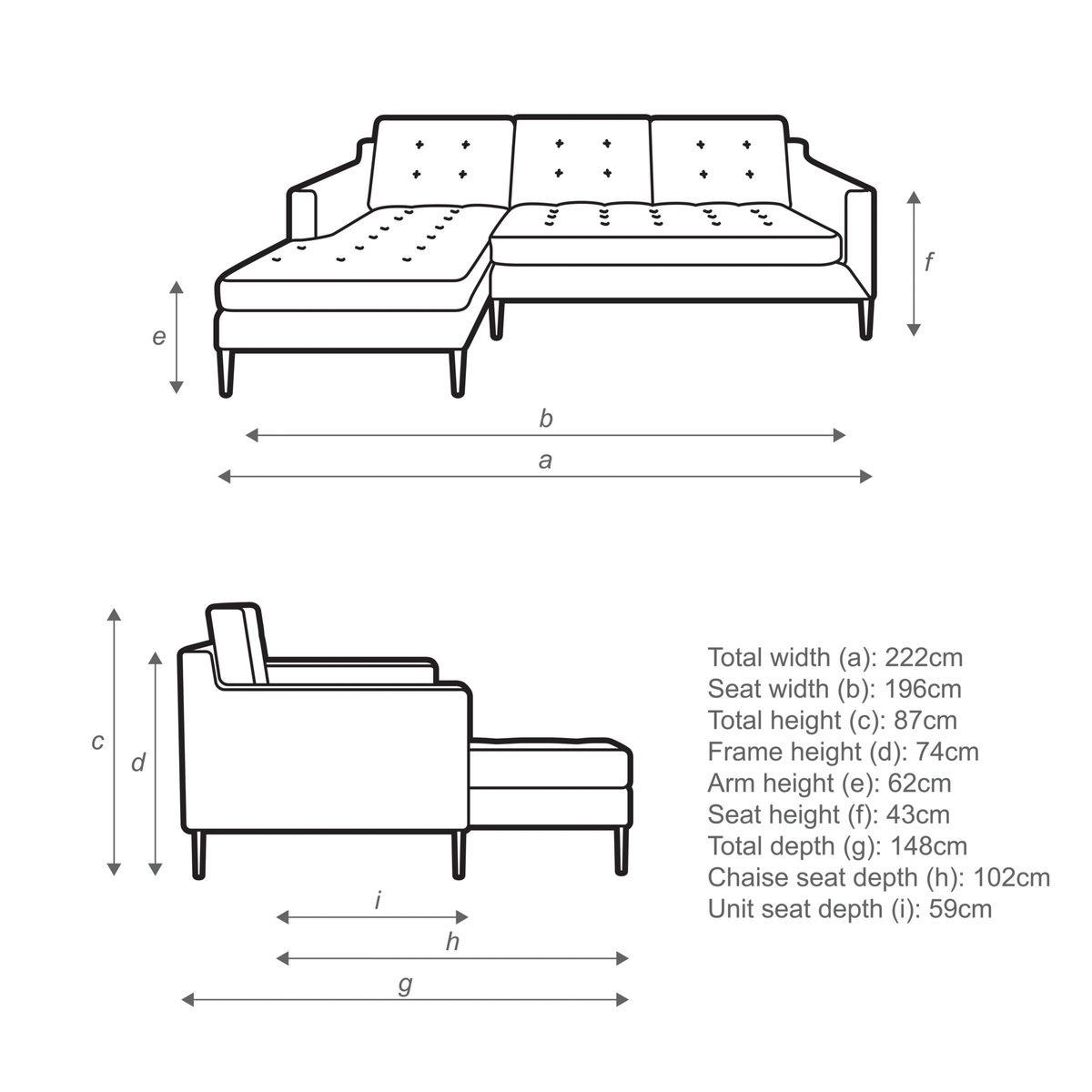 John Lewis & Partners Draper LHF Chaise End Leather Sofa, Metal Leg – image 3