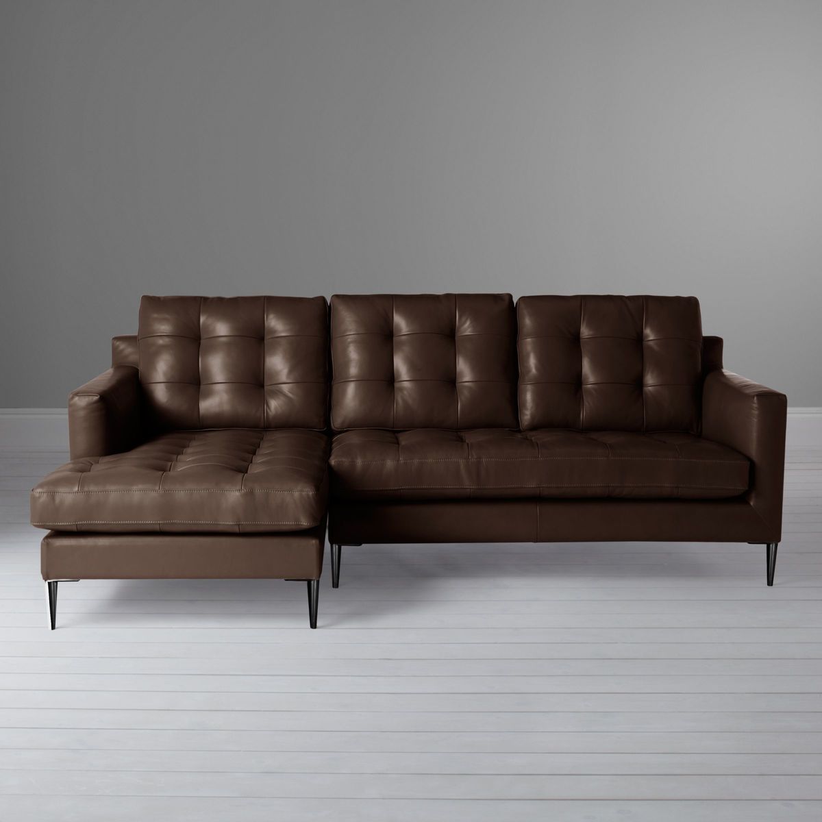 John Lewis & Partners Draper LHF Chaise End Leather Sofa, Metal Leg – image 4