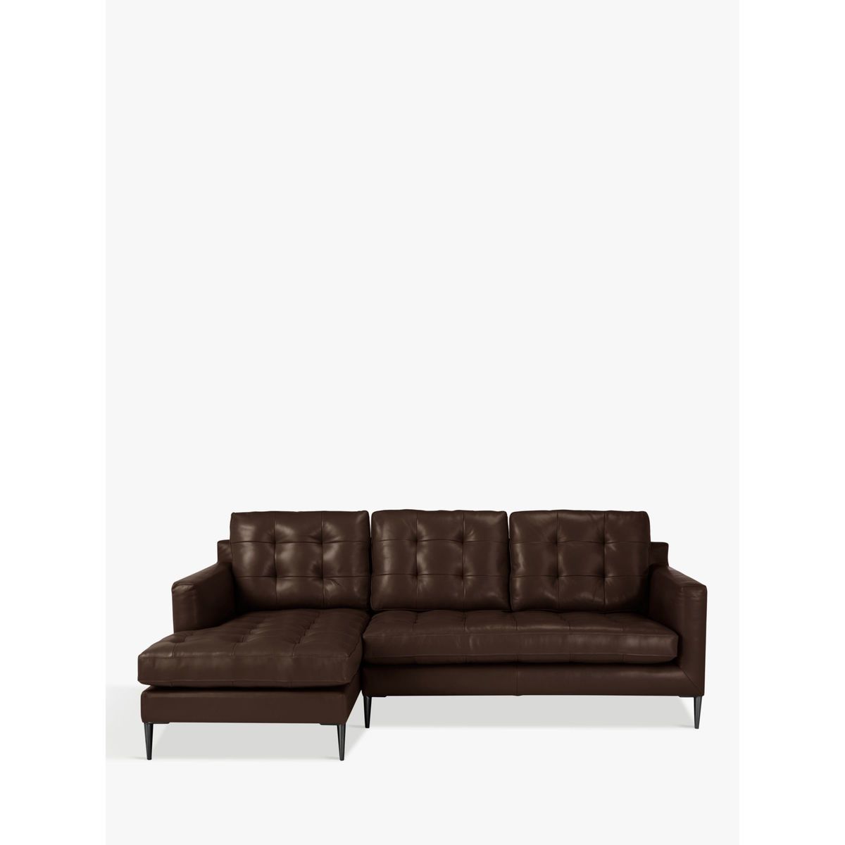 John Lewis & Partners Draper LHF Chaise End Leather Sofa, Metal Leg – image 2