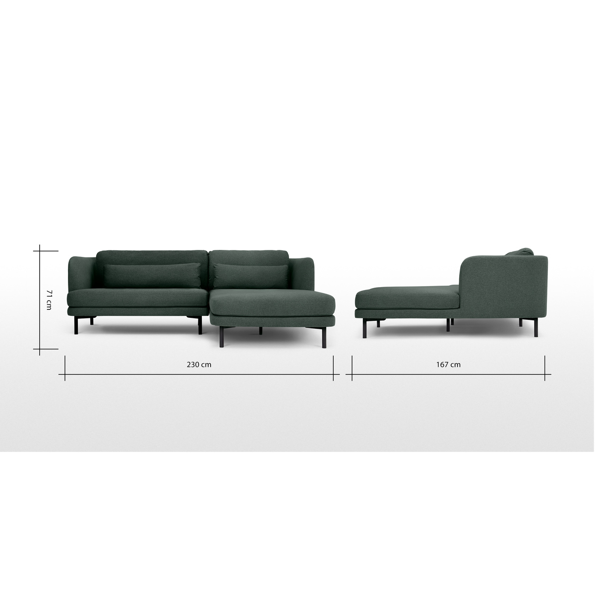 Herman Right Hand Facing Chaise End Corner Sofa, Woodland Green – image 7