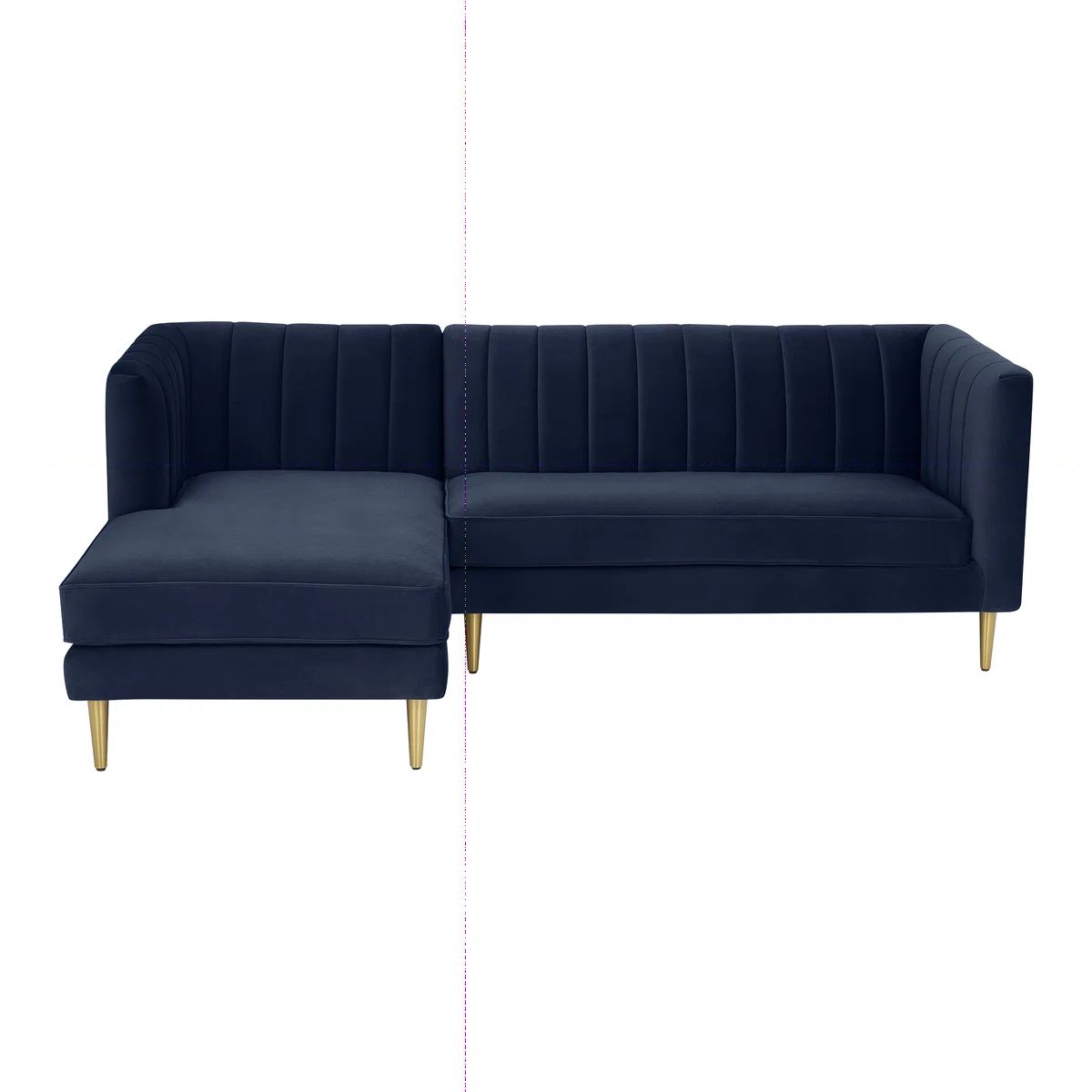 Amicie Left Hand Facing Chaise End Corner Sofa, Royal Blue Velvet – image 1