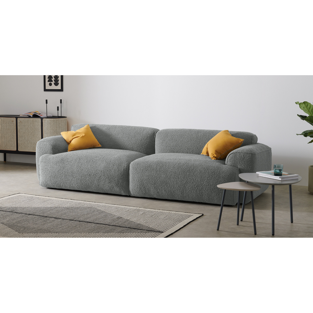 Avalon 3 Seater Sofa, Steel Boucle – image 3