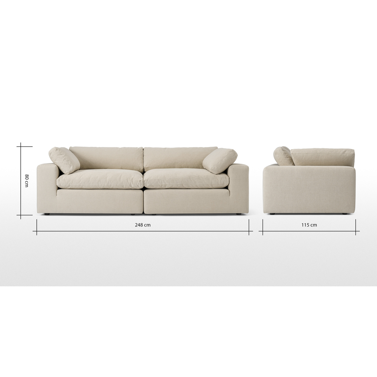 Samona 3 Seater Sofa, Natural Cotton & Linen Mix – image 8