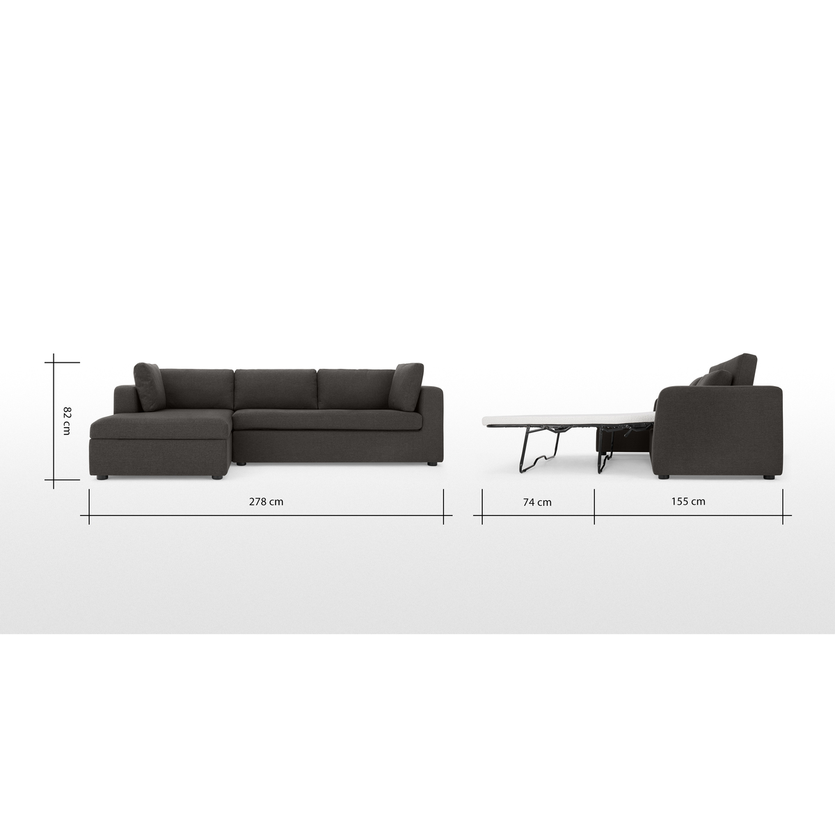 Mogen Left Hand Facing ChaIse End Sofa Bed with Storage, Oyster Grey – image 11