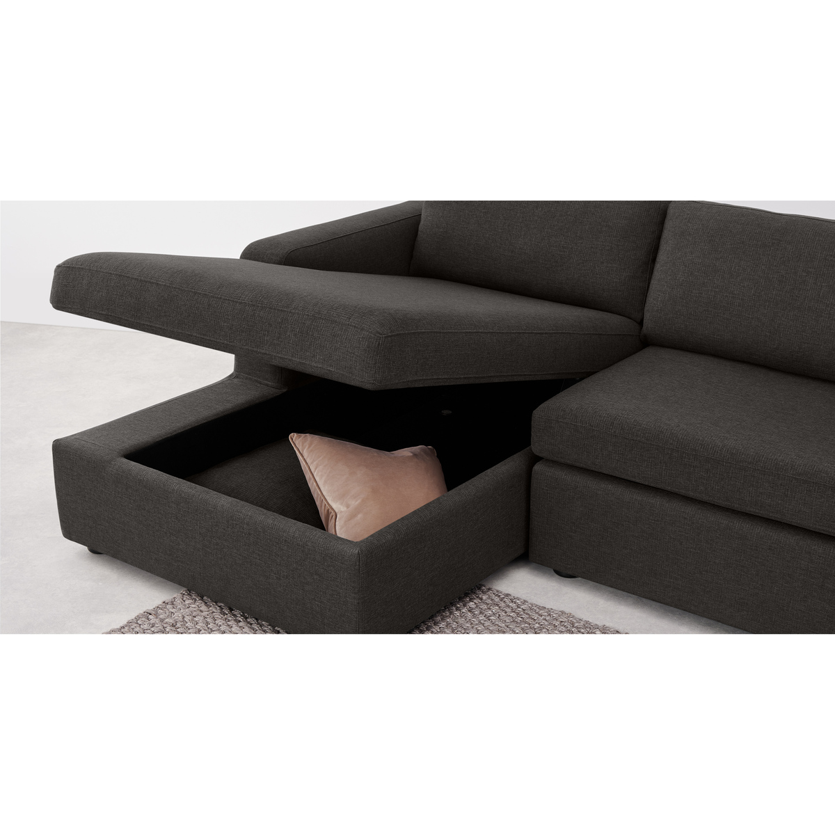 Mogen Left Hand Facing ChaIse End Sofa Bed with Storage, Oyster Grey – image 4
