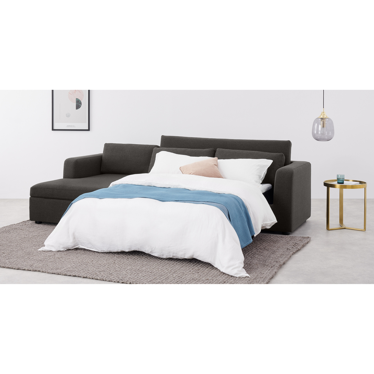 Mogen Left Hand Facing ChaIse End Sofa Bed with Storage, Oyster Grey – image 8