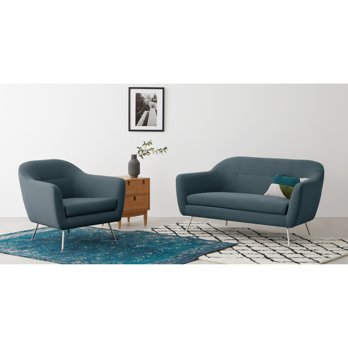 Reece 2 Seater Sofa, Mina Earl Blue with Metal Legs – image 3