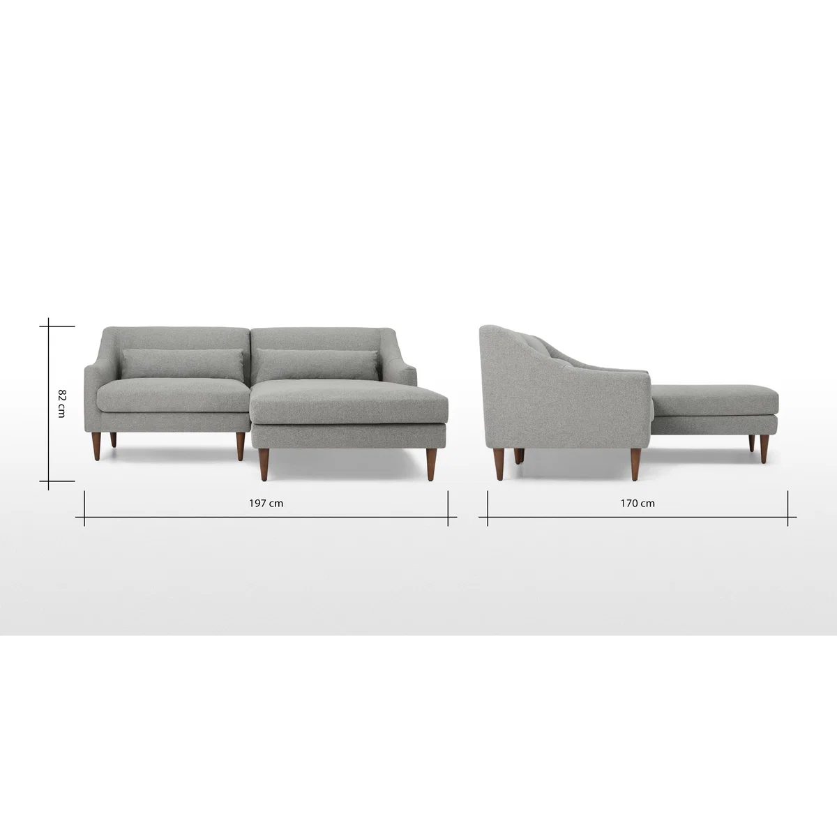 Herton Right Hand Facing Small Chaise End Sofa, Mountain Grey – image 8