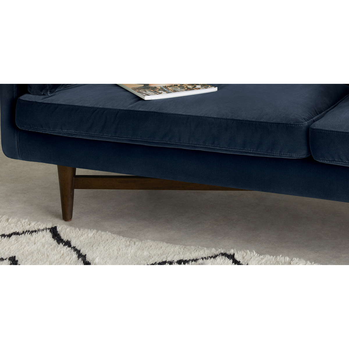Imani 3 Seater Sofa, Navy Cotton Velvet – image 4
