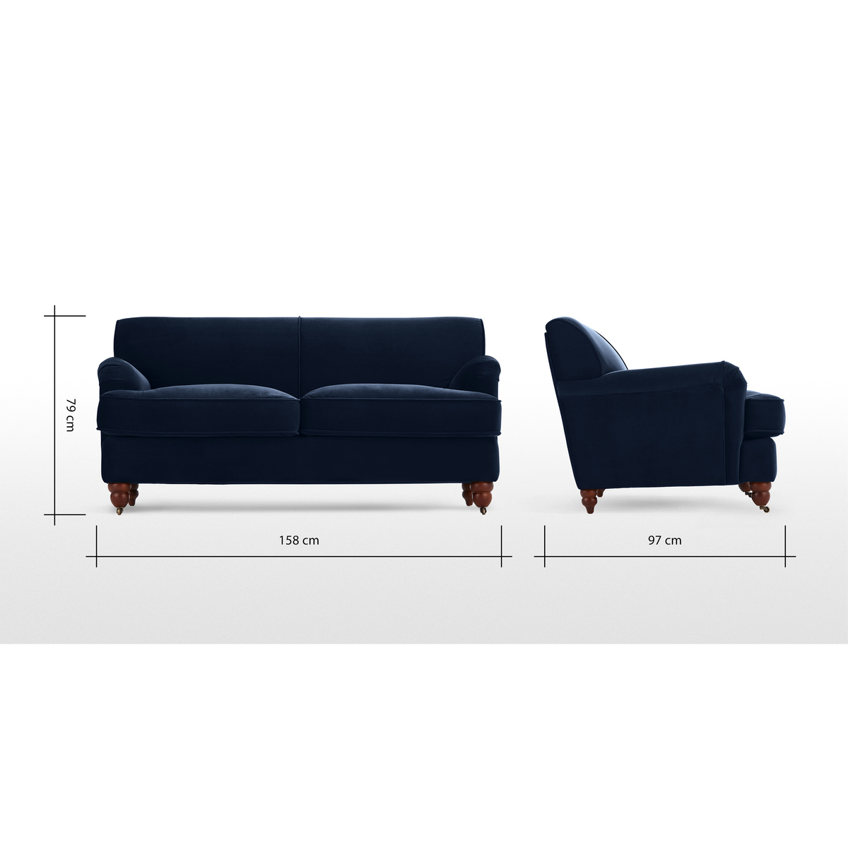 Orson 2 Seater Sofa,  Ink Blue Velvet – image 8