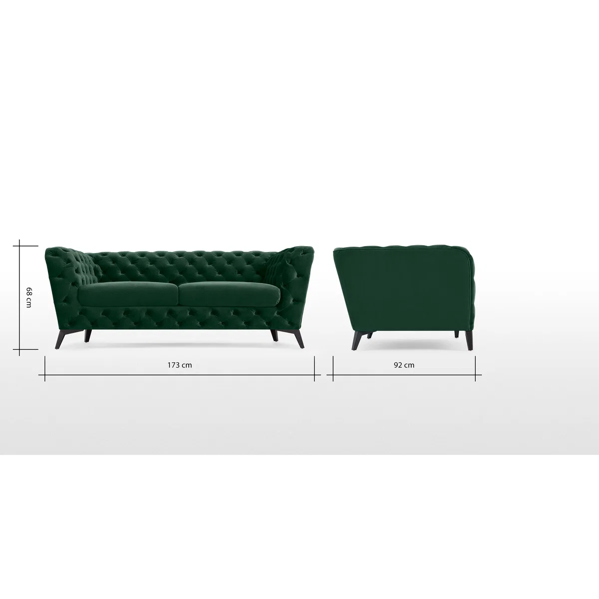 Sloan 2 Seater Sofa, Pine Green Velvet – image 6