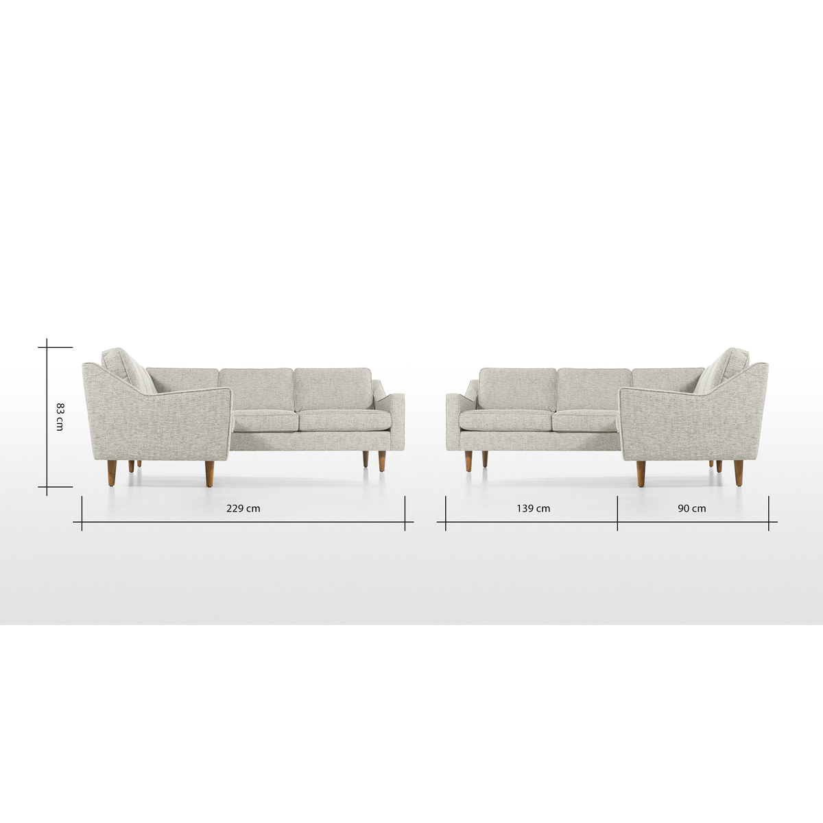 Dallas Corner Sofa, Grey Basketweave – image 5