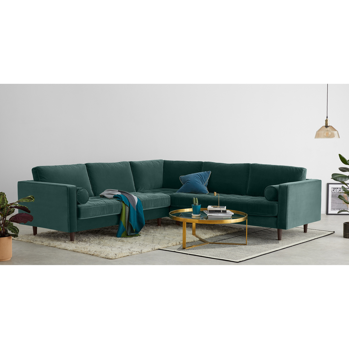 Scott Corner Sofa, Petrol Cotton Velvet – image 3