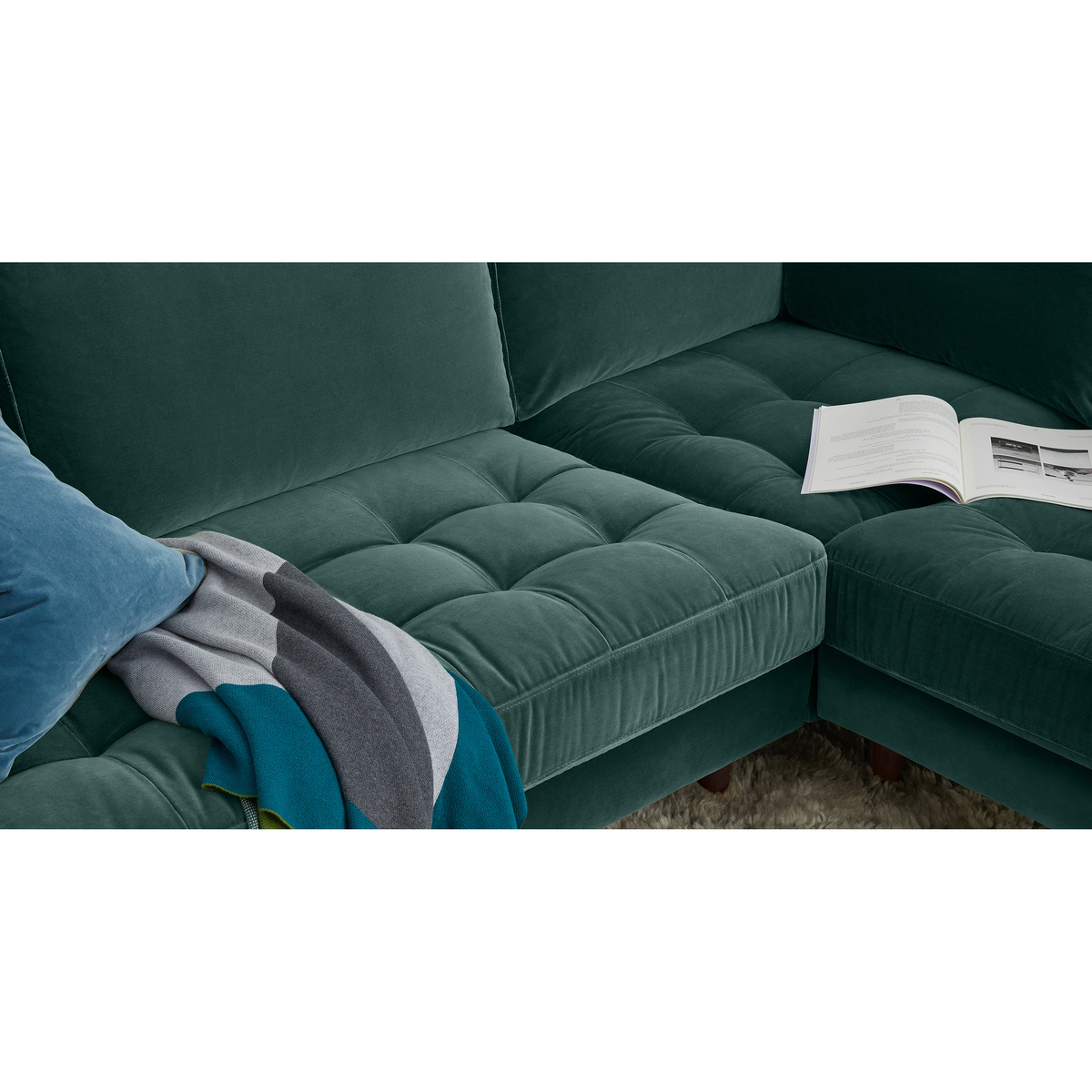 Scott Corner Sofa, Petrol Cotton Velvet – image 6