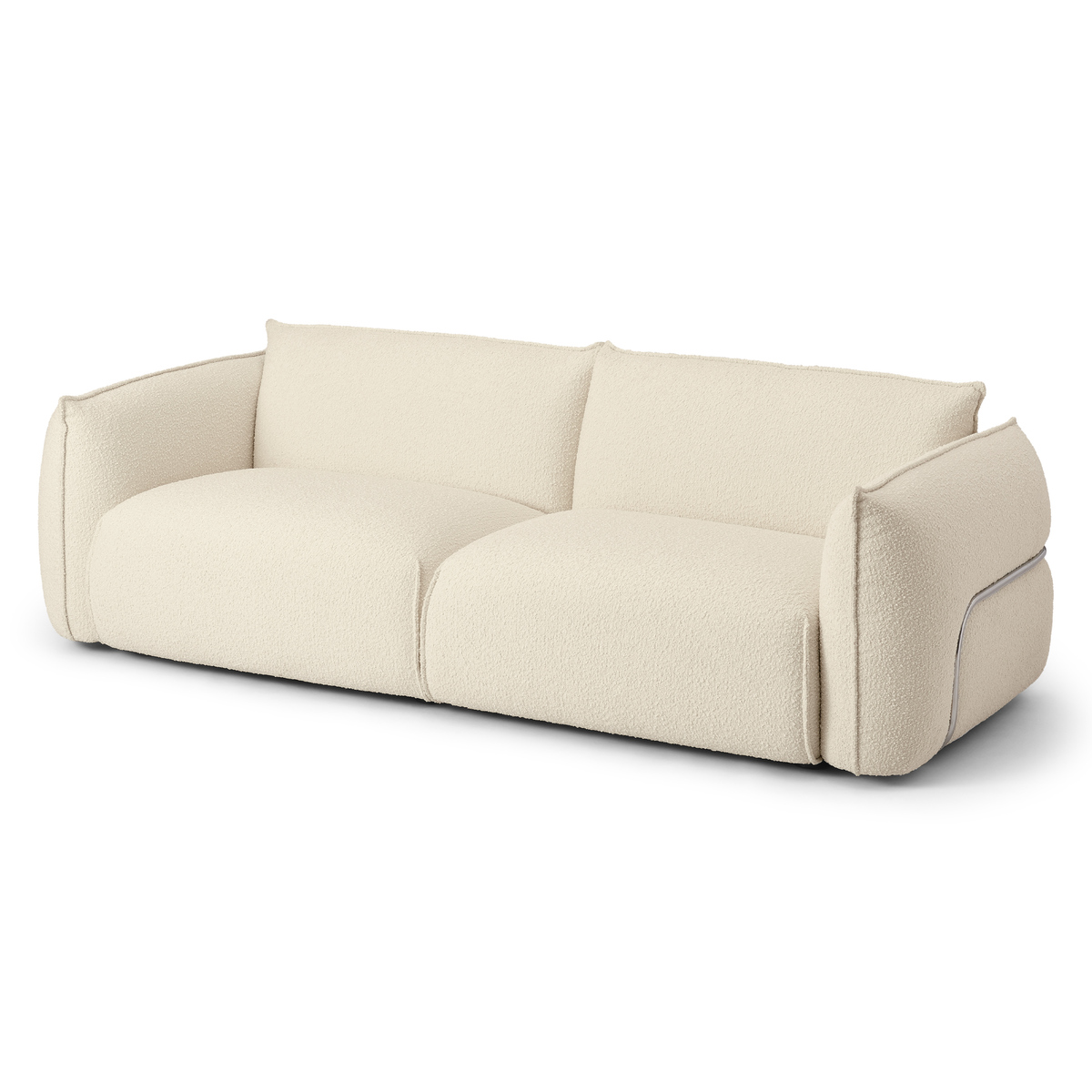 Dion 3 Seater Sofa, Whitewash Boucle with Stainless Steel Frame – image 2