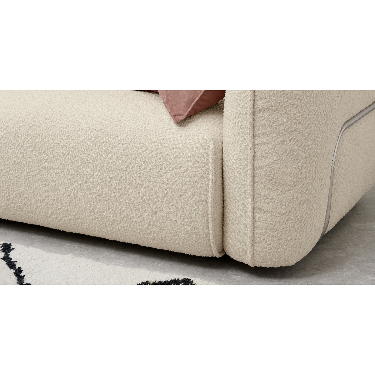 Dion 3 Seater Sofa, Whitewash Boucle with Stainless Steel Frame – image 4