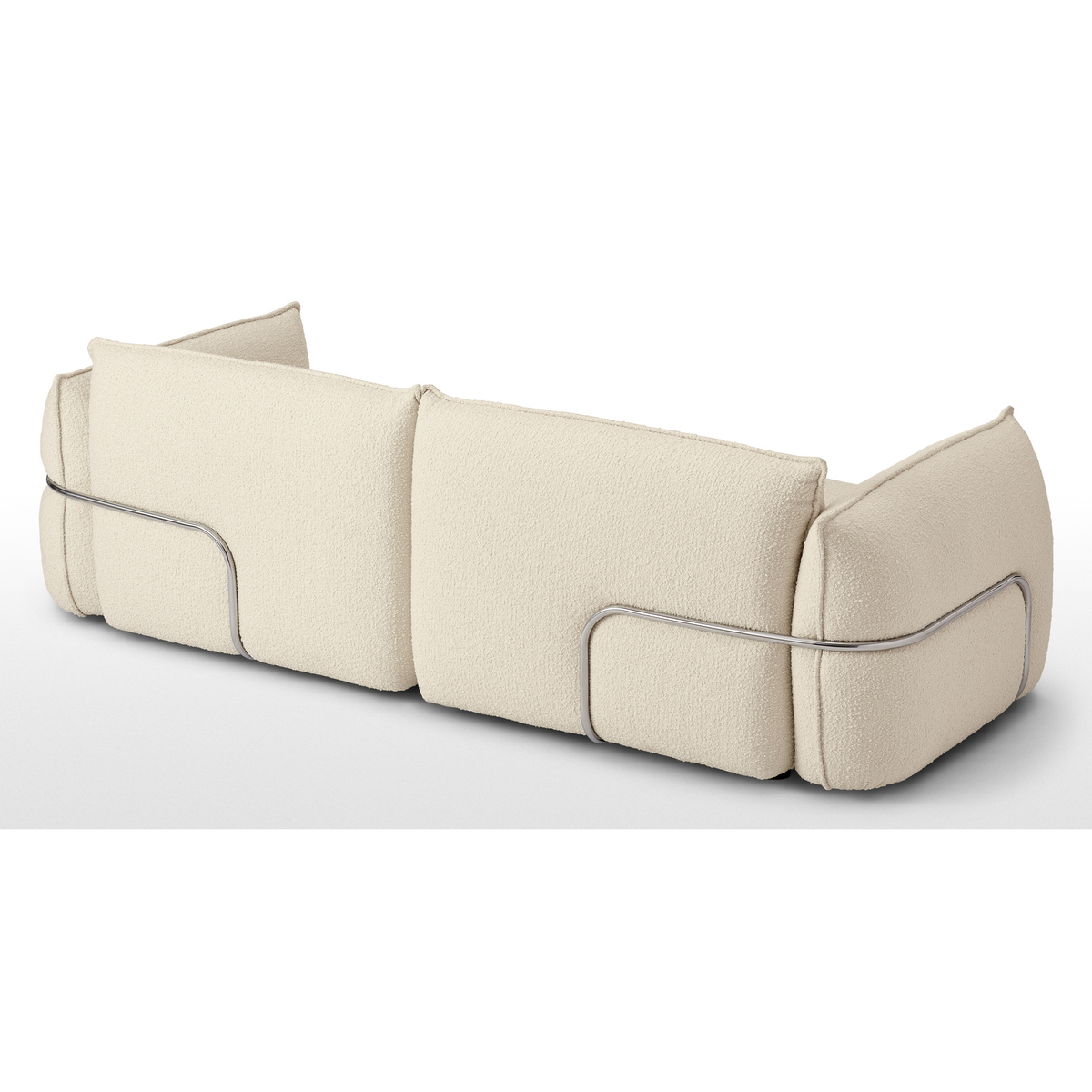 Dion 3 Seater Sofa, Whitewash Boucle with Stainless Steel Frame – image 5