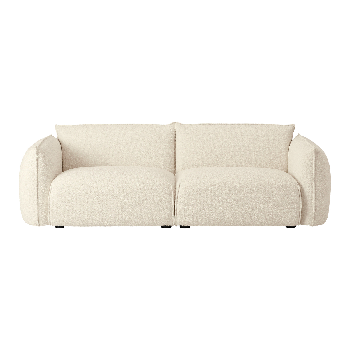 Dion 3 Seater Sofa, Whitewash Boucle with Stainless Steel Frame – image 1