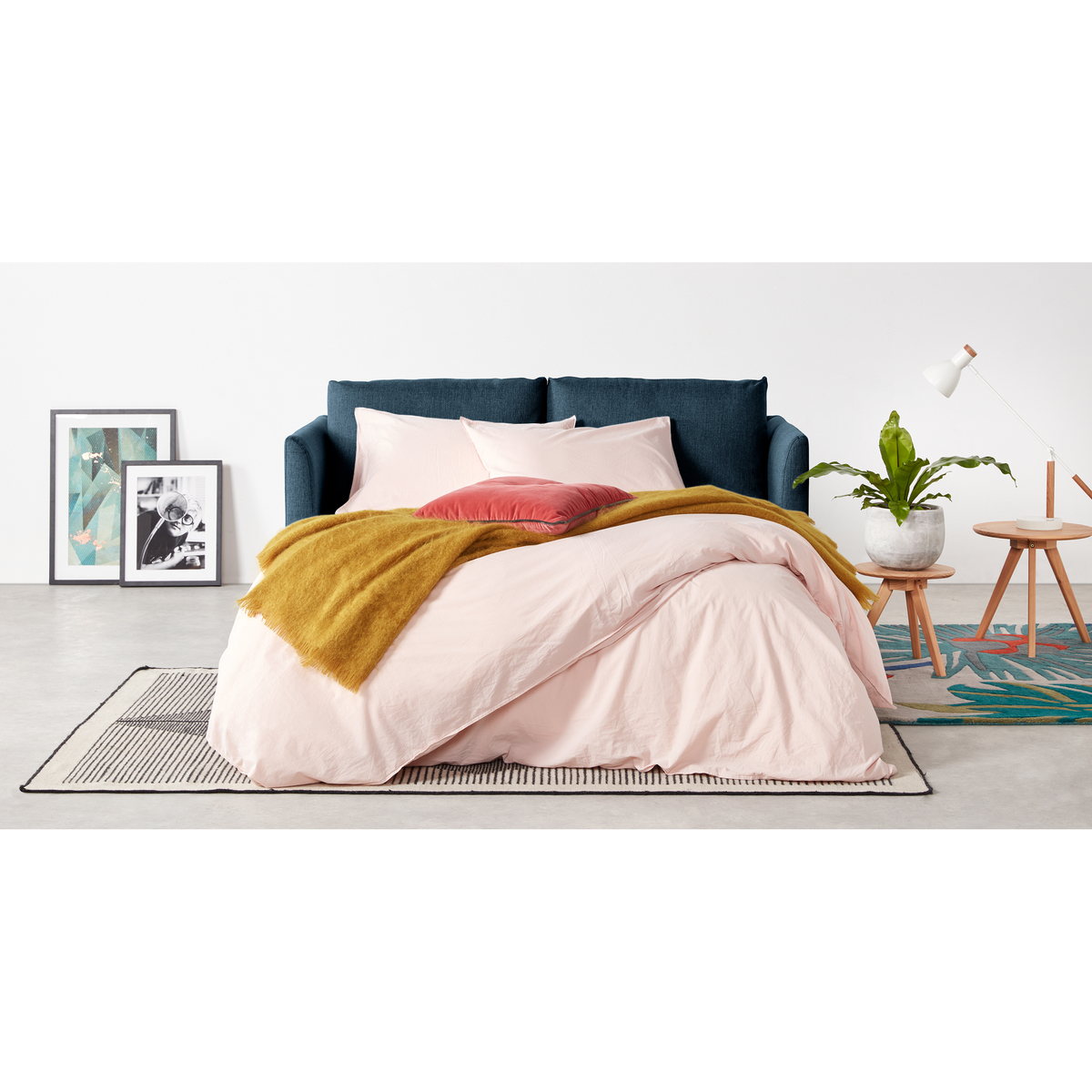 Milner Sofa Bed with Foam Mattress, Arctic Blue – image 4