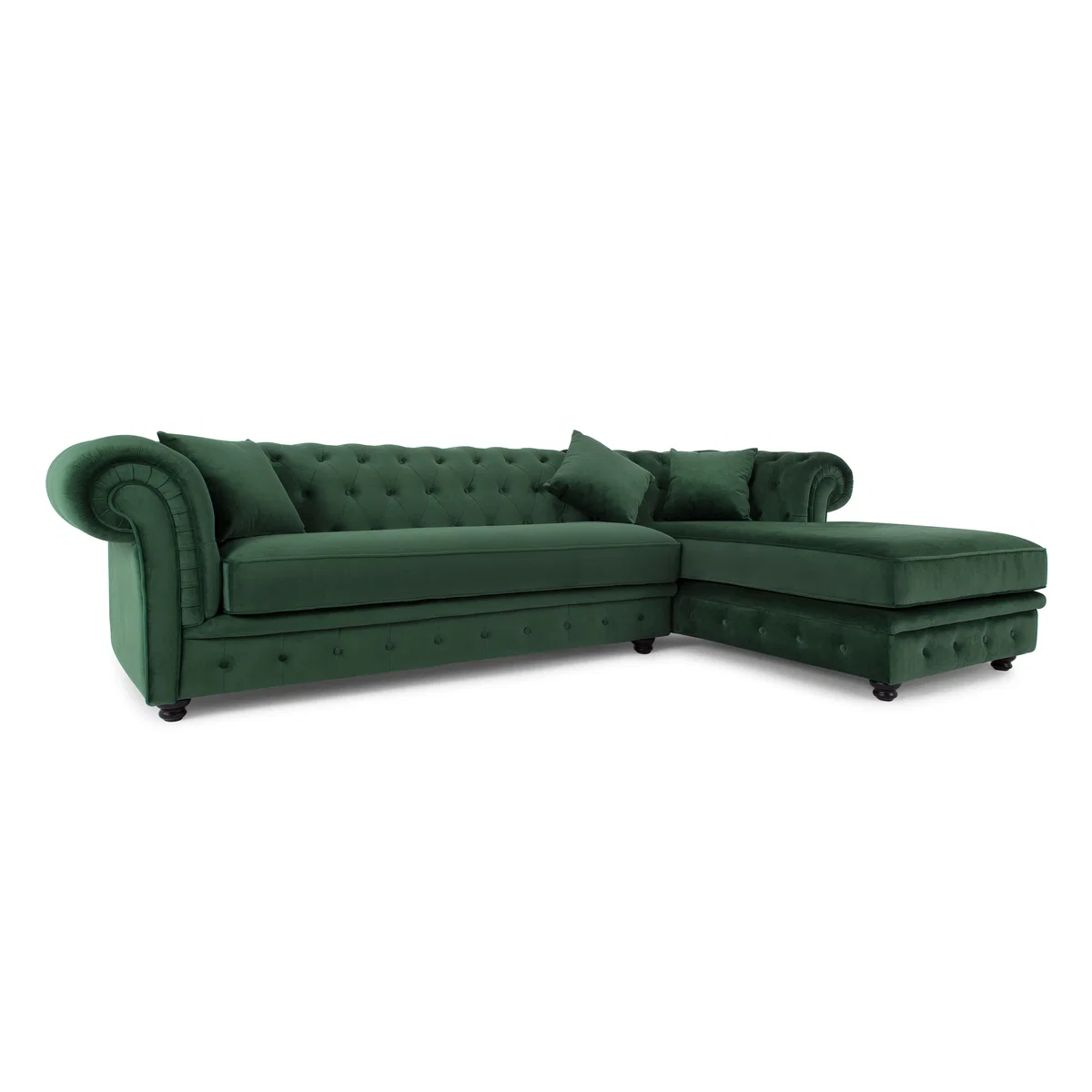 Branagh Right Hand Facing Chaise End Corner Sofa, Pine Green Velvet – image 2