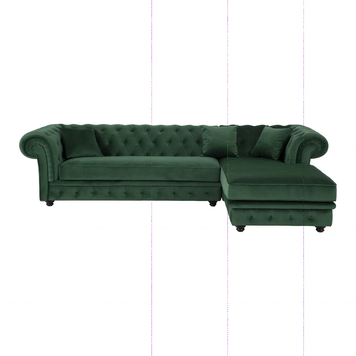 Branagh Right Hand Facing Chaise End Corner Sofa, Pine Green Velvet – image 1