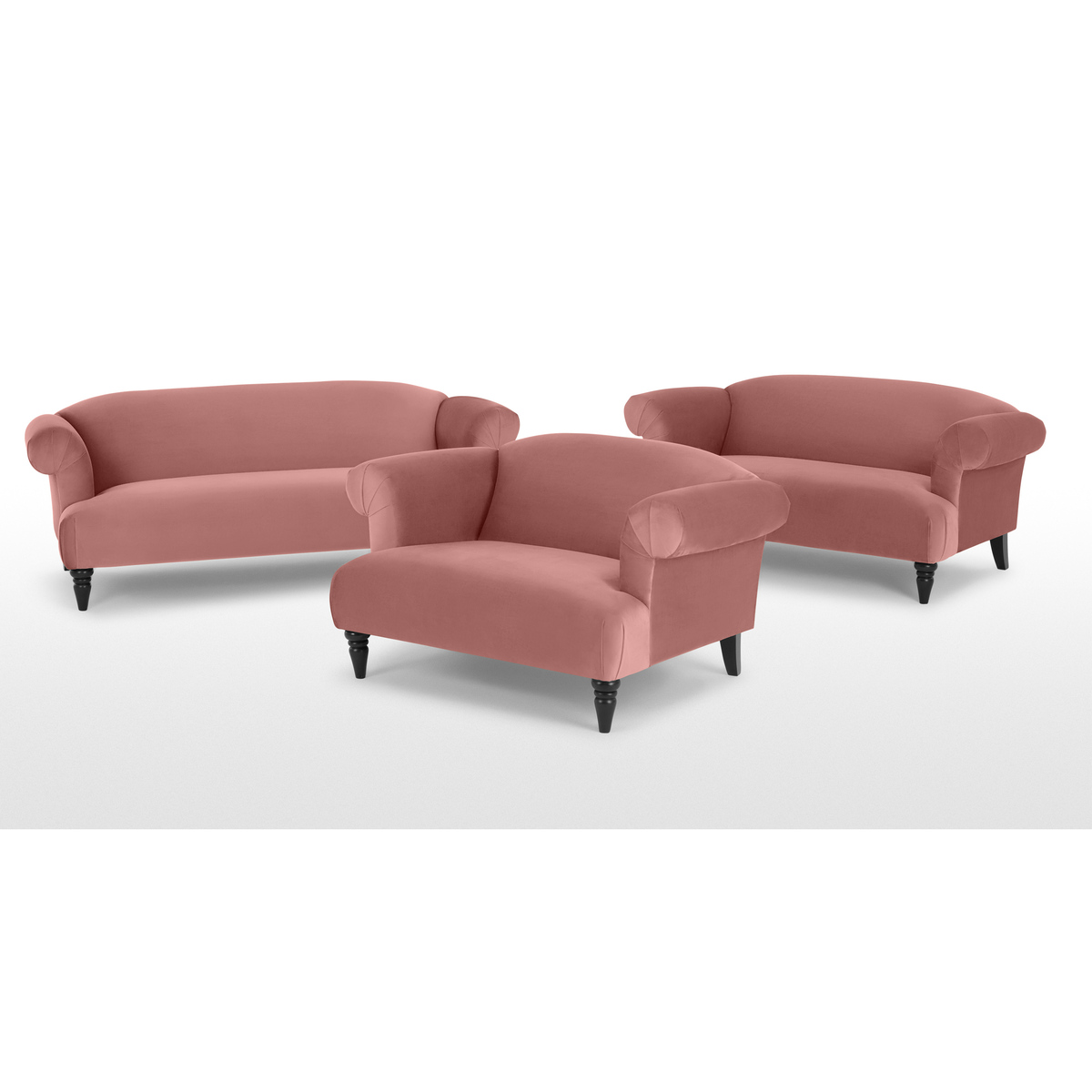 Claudia 3 Seater Sofa, Old Rose Velvet – image 7