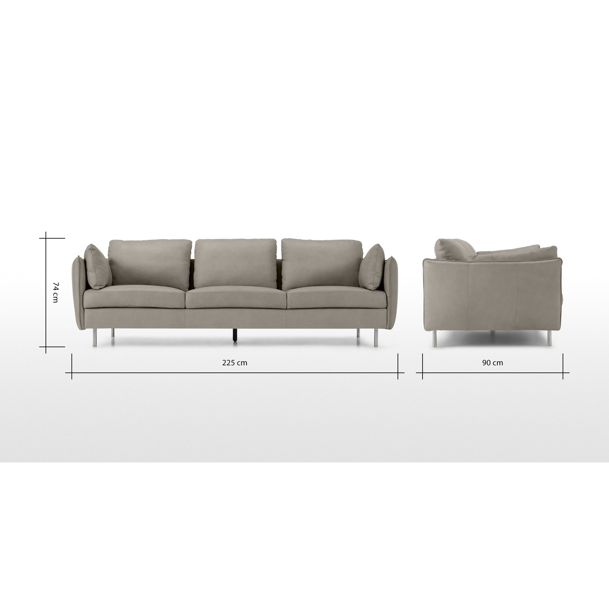 Vento 3 Seater Sofa, Pale Putty Leather – image 8
