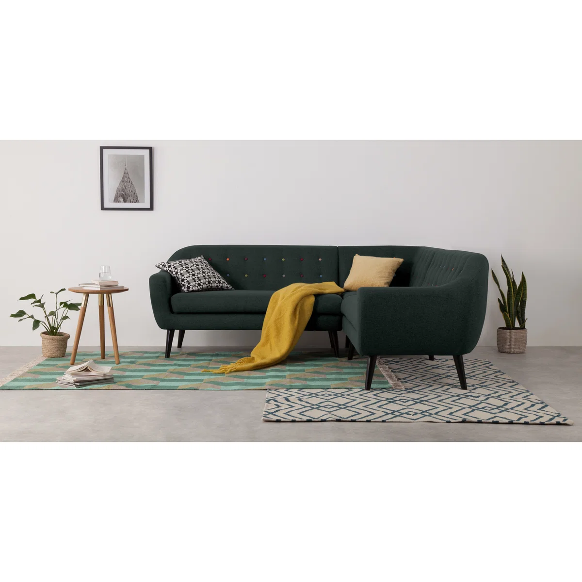 Ritchie Corner Sofa, Anthracite Grey with Rainbow Buttons – image 2