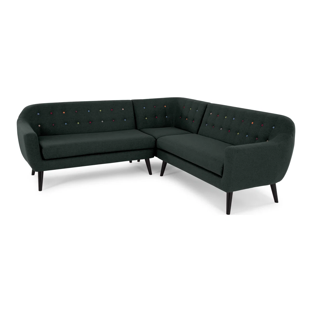 Ritchie Corner Sofa, Anthracite Grey with Rainbow Buttons – image 1