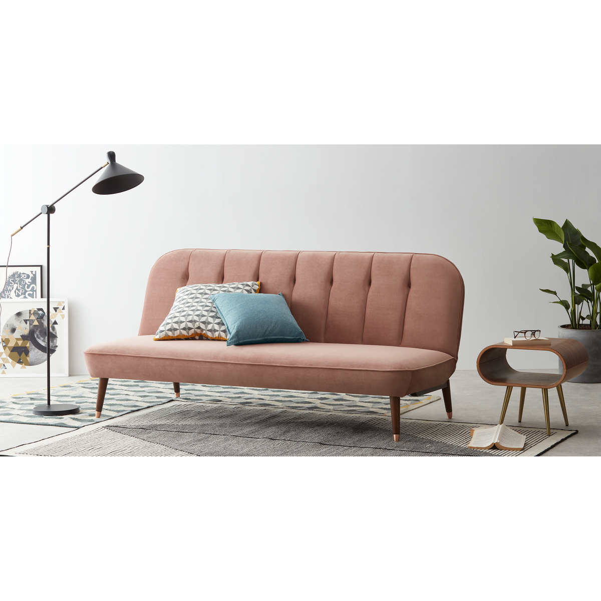 Margot Click Clack Sofa Bed, Blush Pink Velvet – image 5