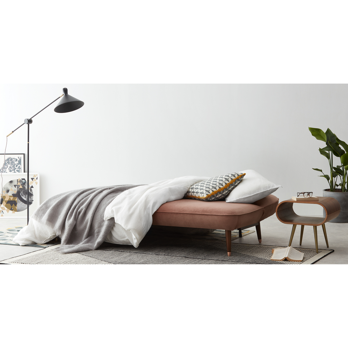 Margot Click Clack Sofa Bed, Blush Pink Velvet – image 6
