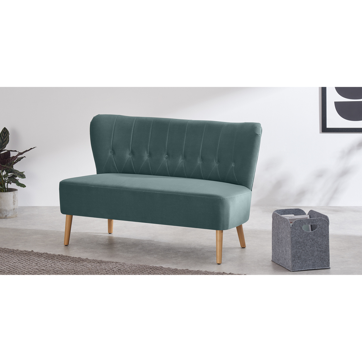 Charley 2 Seater Sofa, Marine Green Velvet, Natural Leg – image 3