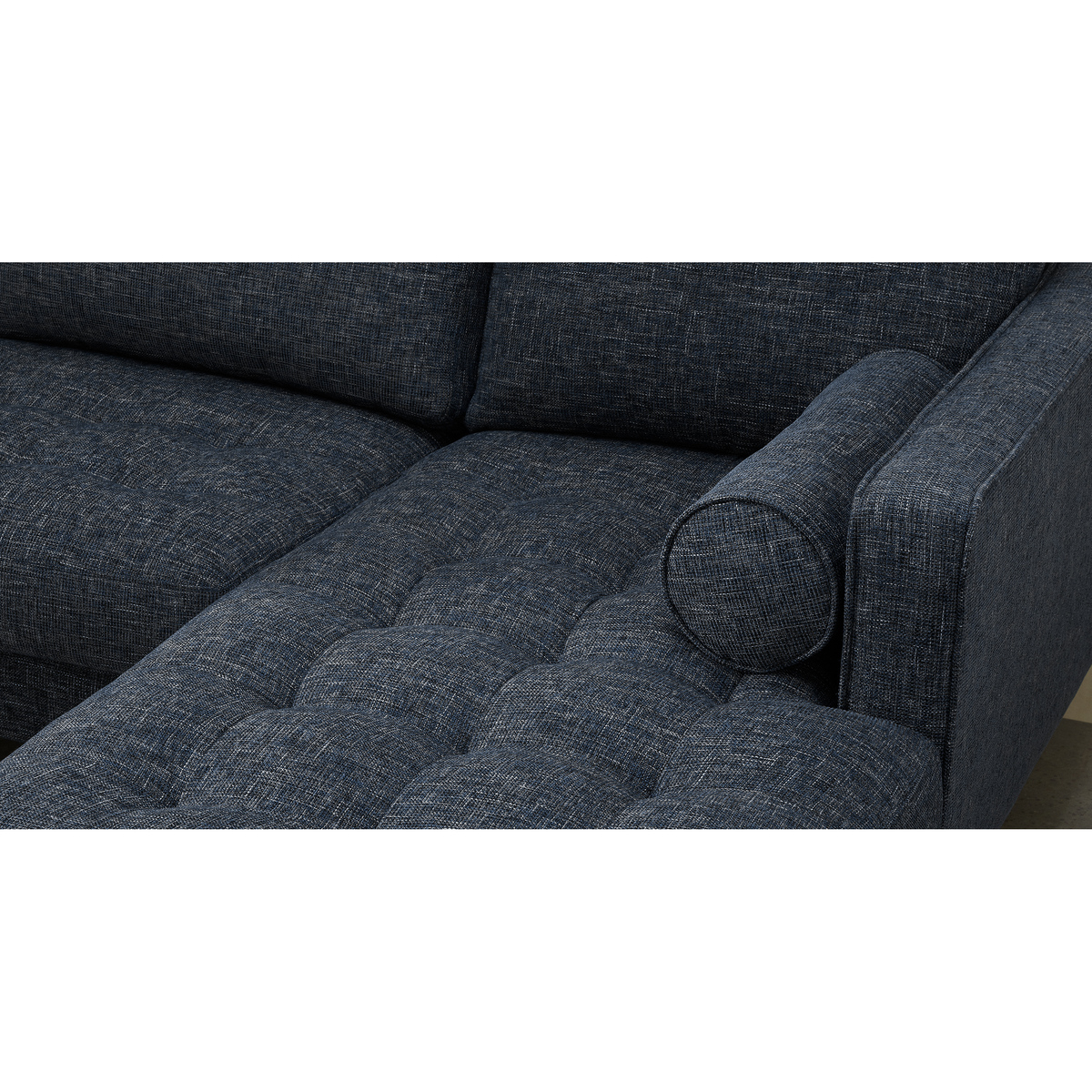 Scott 4 Seater Right Hand Facing Chaise End Corner Sofa, Cuba Blue Weave – image 4