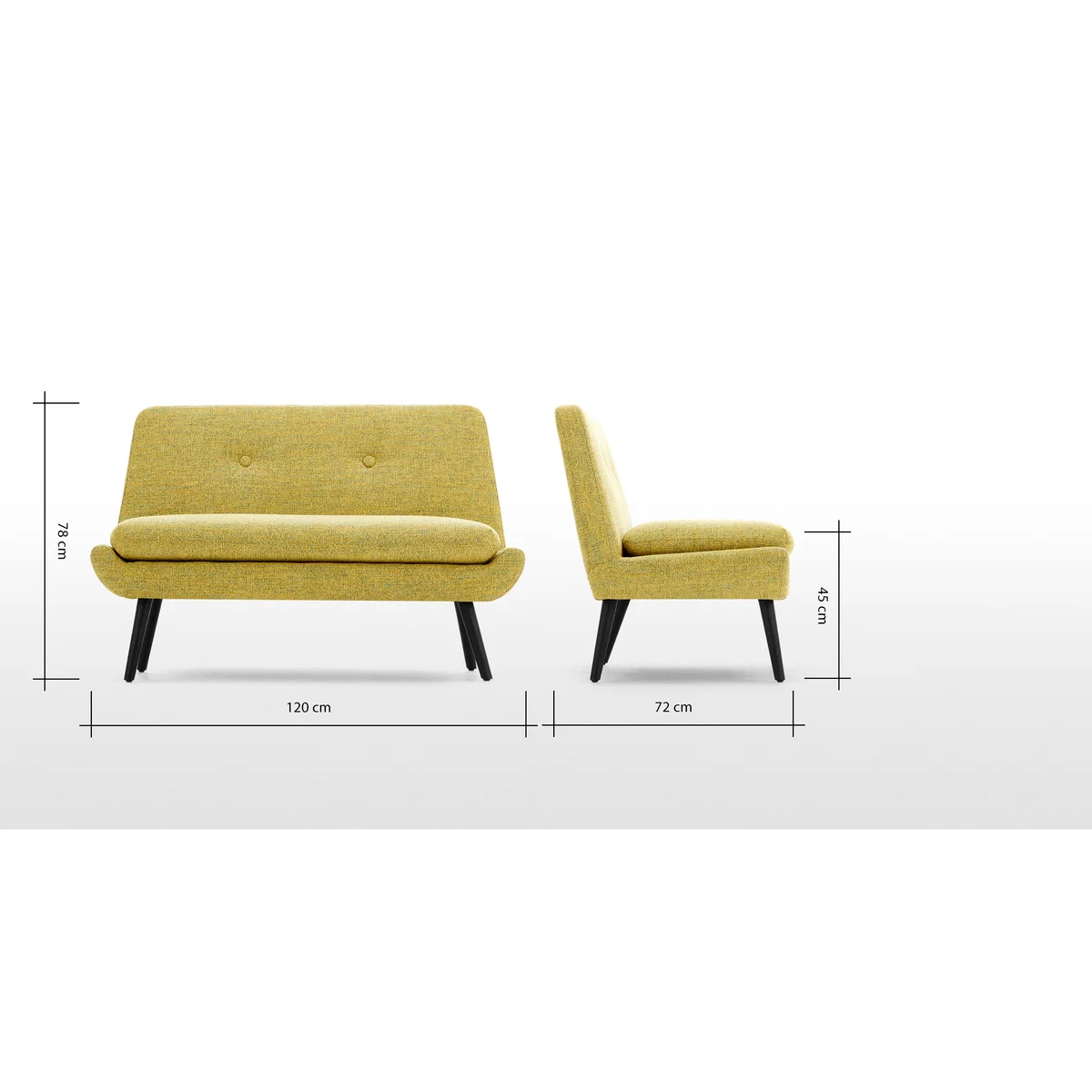 Jonny 2 Seater Sofa, Revival Yellow – image 8