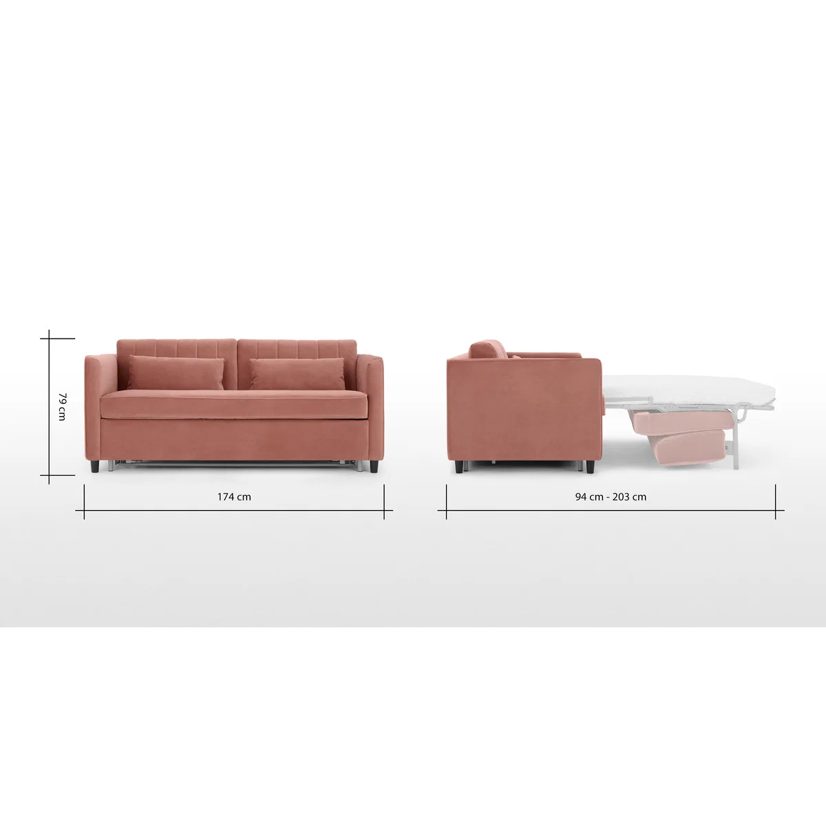 Barrow Sofa Bed, Blush Pink Velvet – image 7