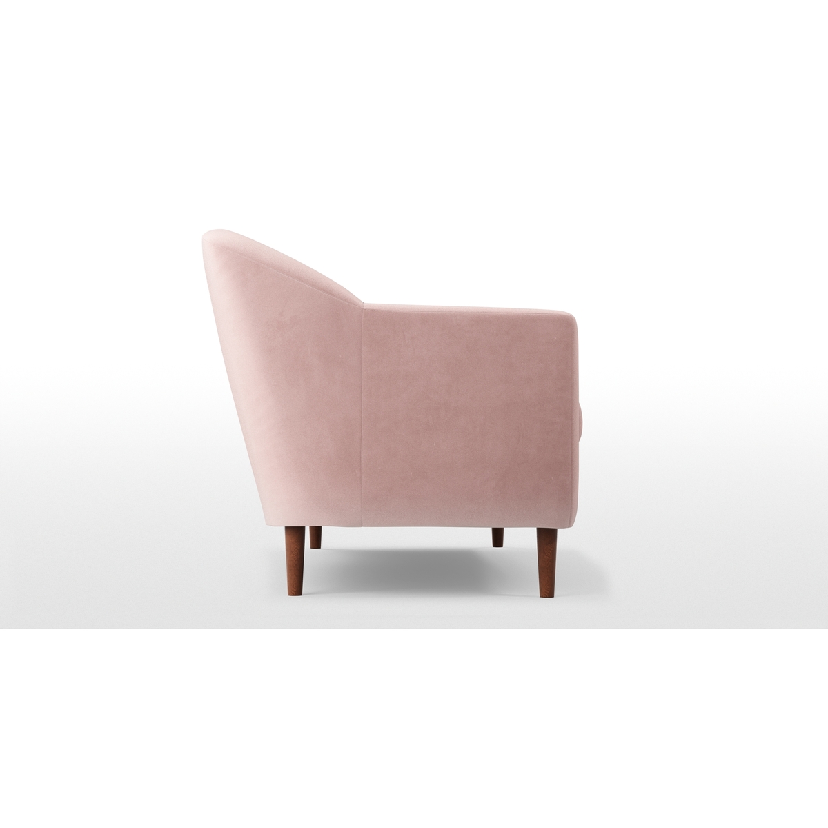 Custom MADE Tubby 3 Seater Sofa, Heather Pink Velvet with Dark Wood Legs – image 4