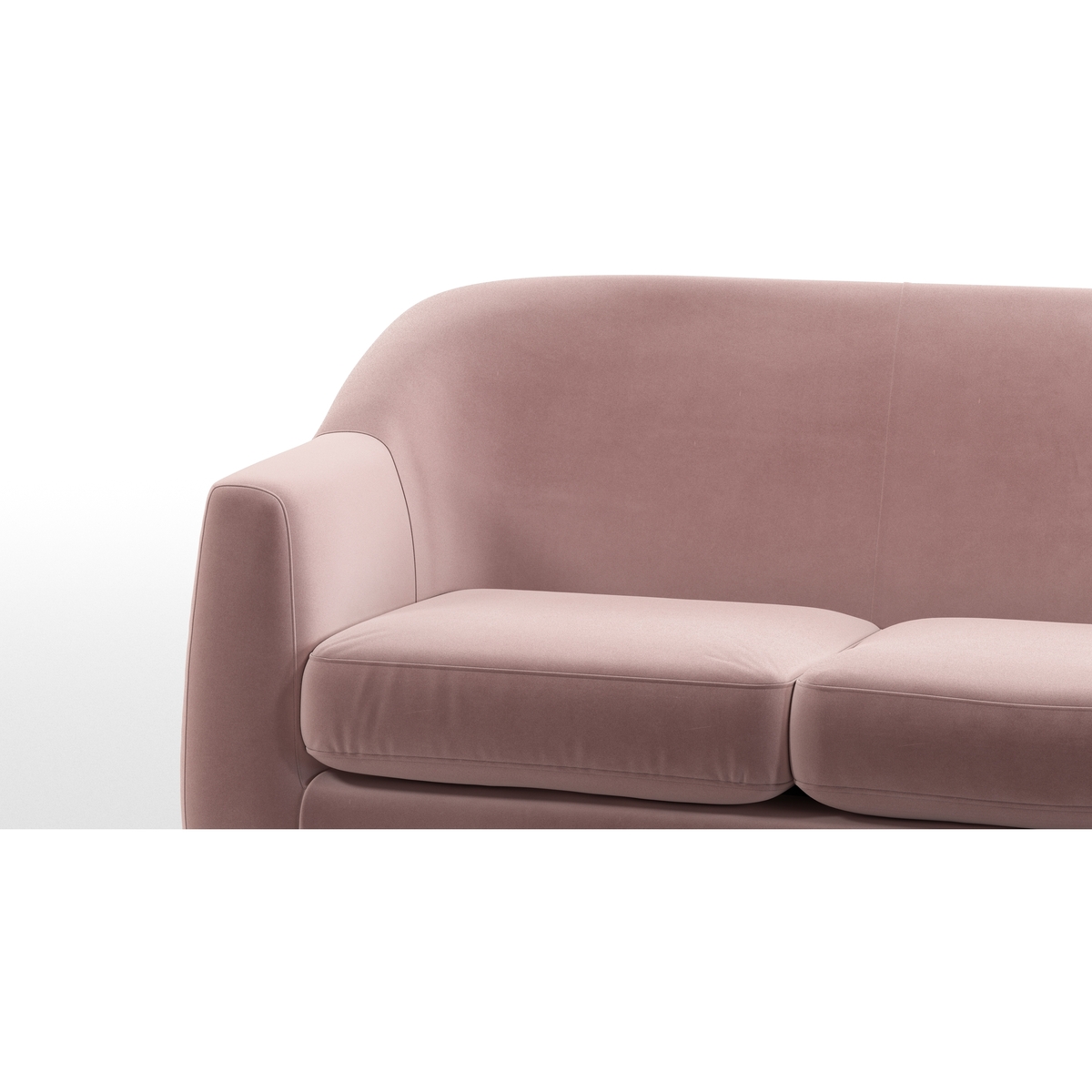 Custom MADE Tubby 3 Seater Sofa, Heather Pink Velvet with Dark Wood Legs – image 6