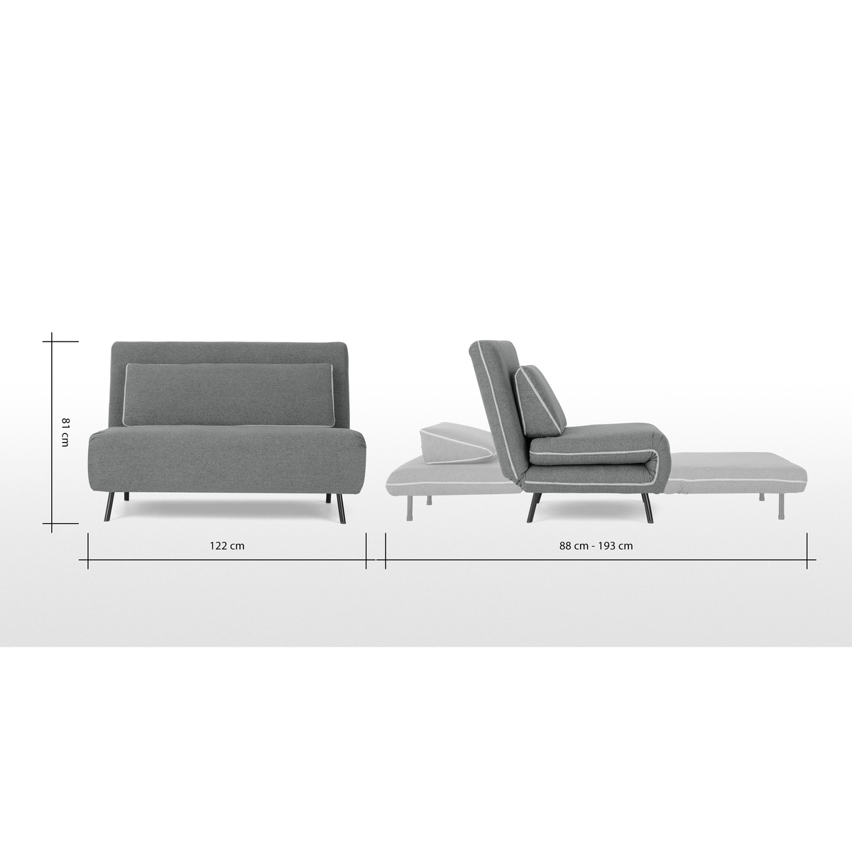 Kahlo Double Seat Sofa Bed, Salt Grey – image 8