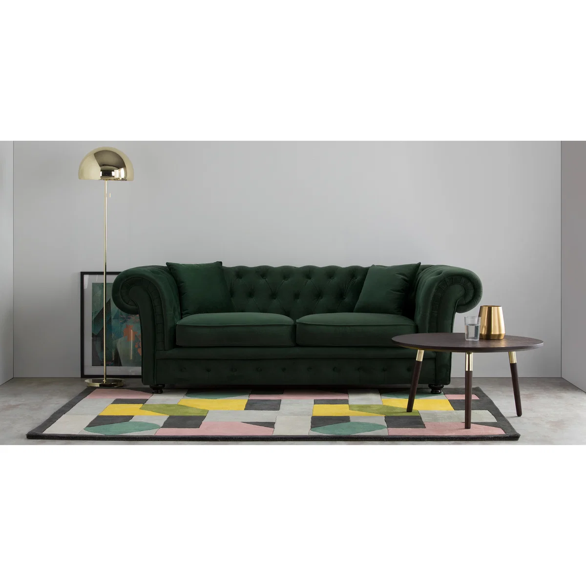 Branagh 2 Seater Chesterfield Sofa, Pine Green Velvet – image 3